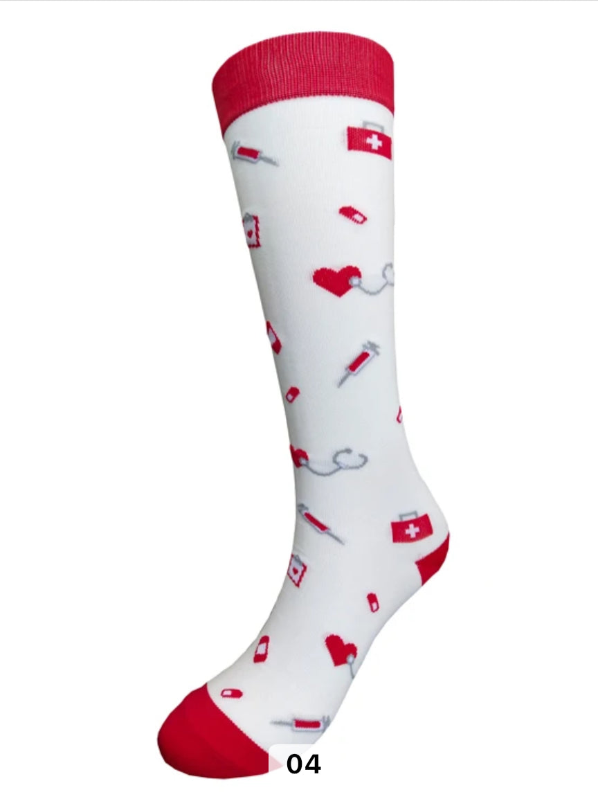 compression-sock-red-white