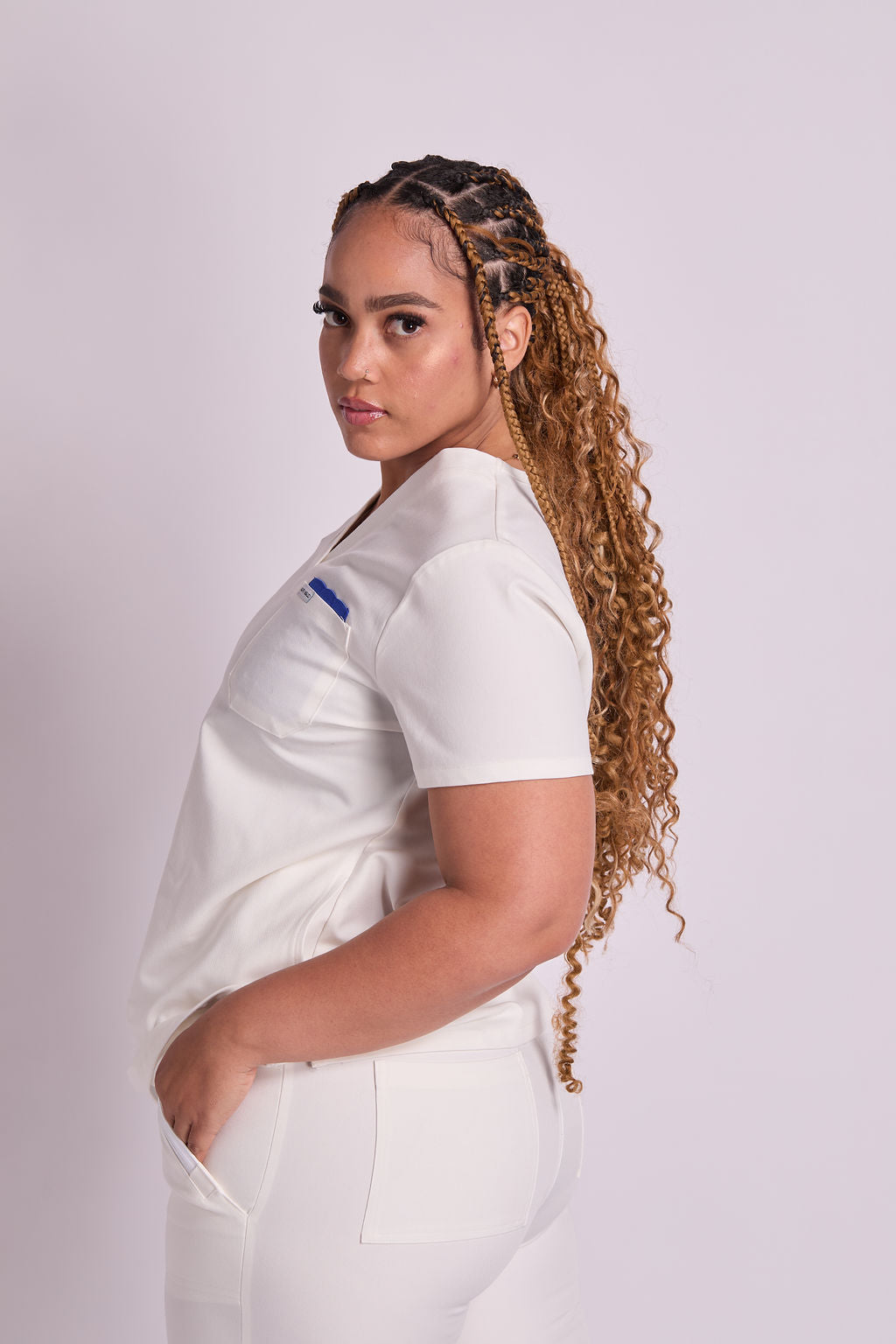 Mary V Three Pocket Scrub Top
