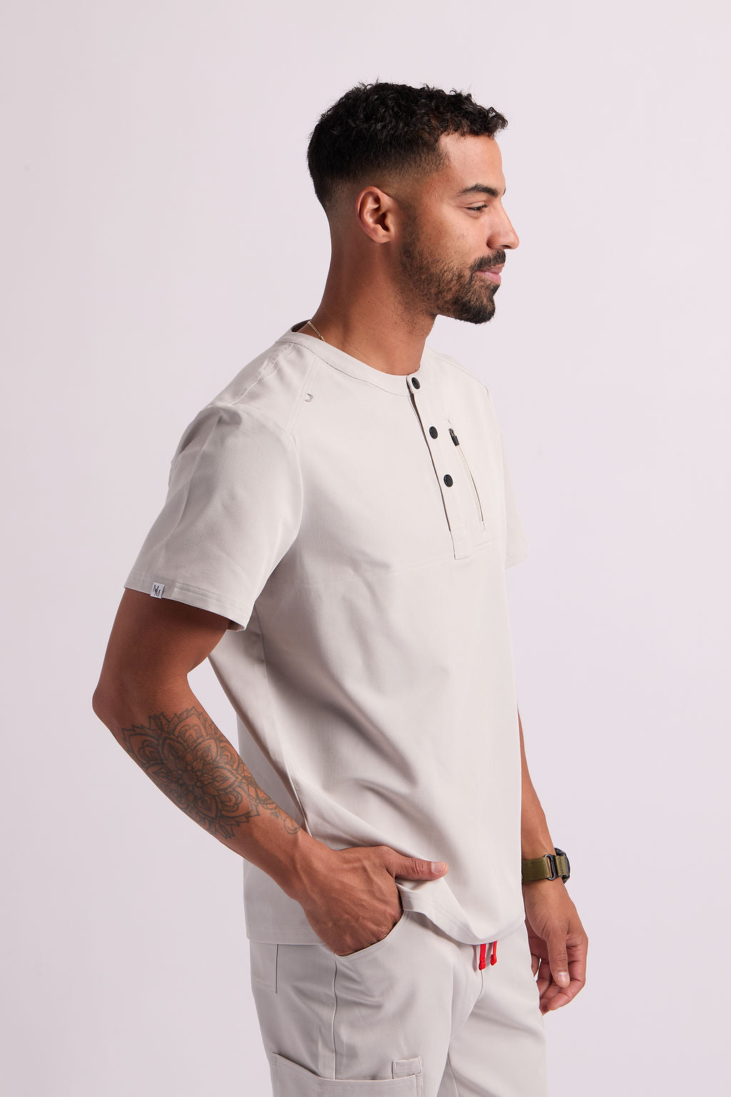 Maud K Button Two Pocket Scrub Top
