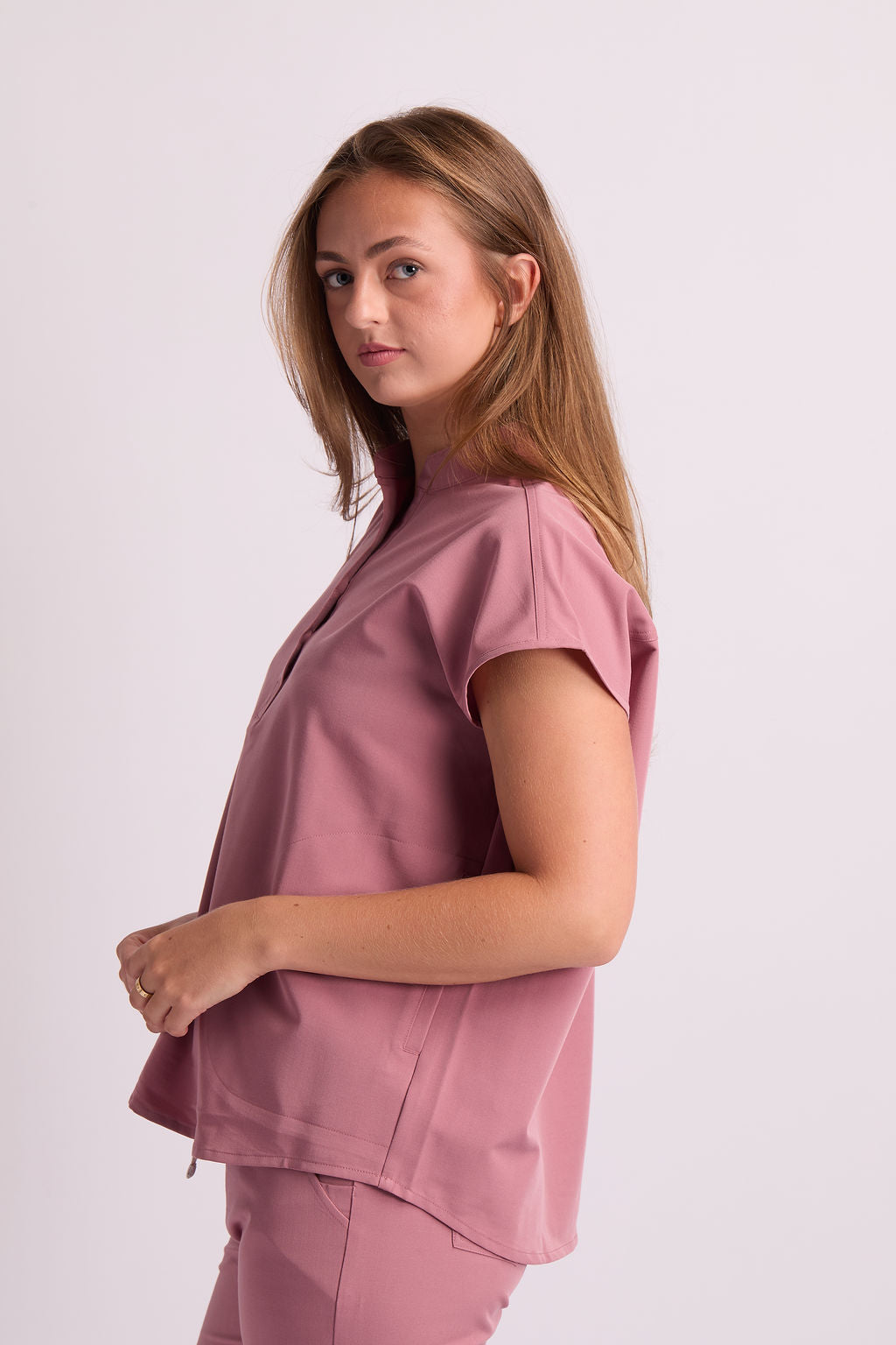Mary C Two Pocket Oversized Scrub Top