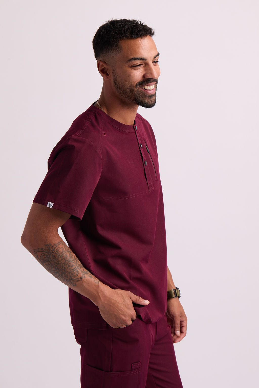 Maud K Button Two Pocket Scrub Top