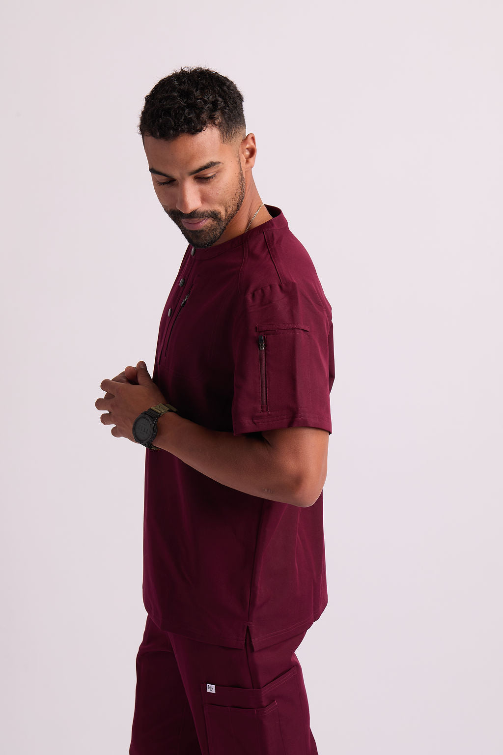 Maud K Button Two Pocket Scrub Top
