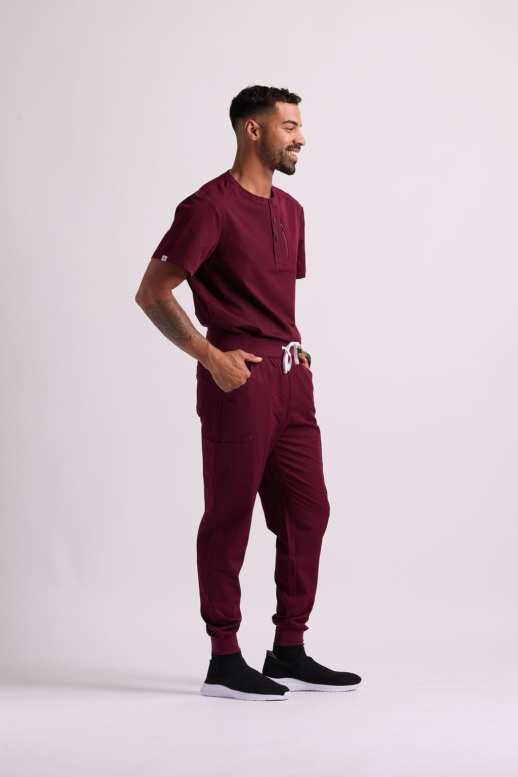 Maud K Button Two Pocket Scrub Top