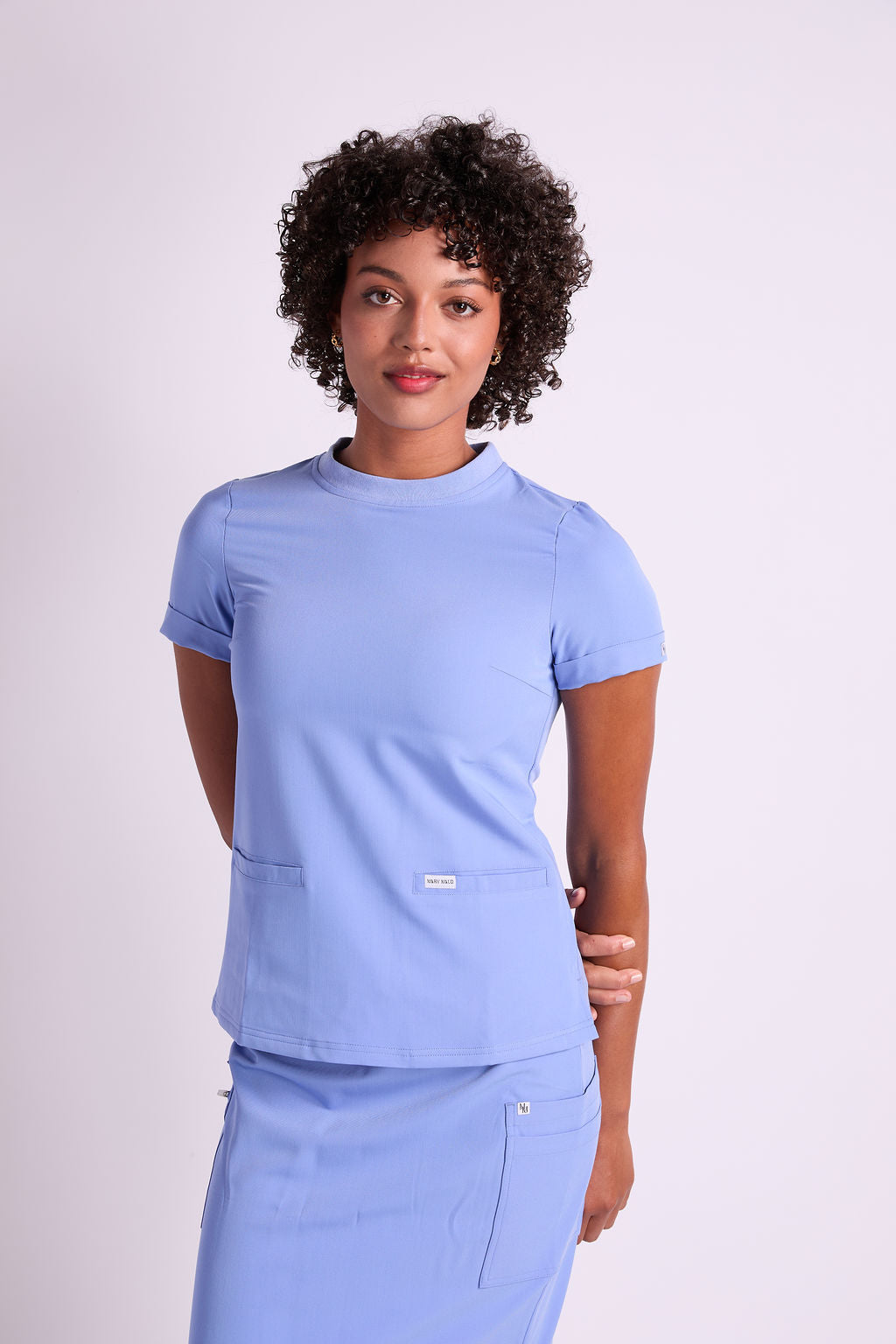 Mary K Two Pocket Crew Neck Scrub Top
