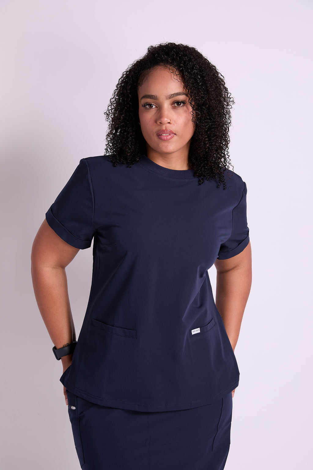 Mary K Two Pocket Crew Neck Scrub Top