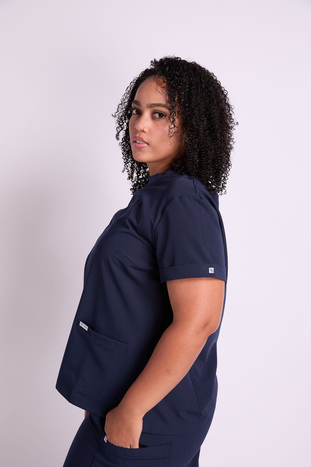 Mary K Two Pocket Crew Neck Scrub Top