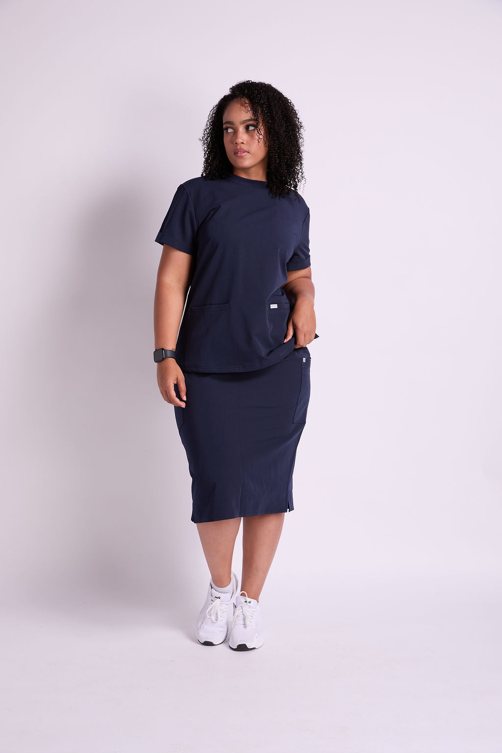 Mary K Two Pocket Crew Neck Scrub Top