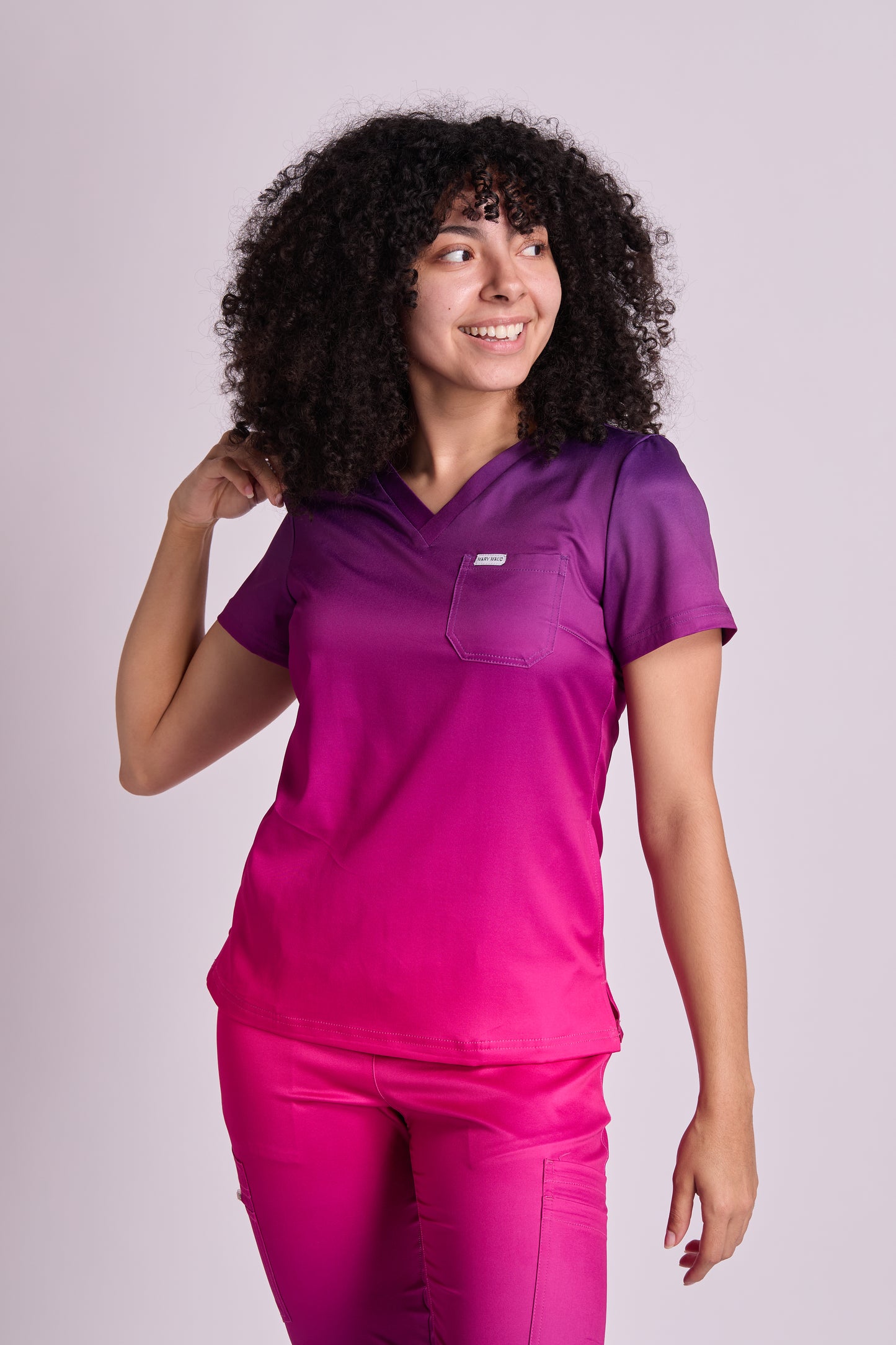 Mary K Two Tone Three Pocket Scrub Top
