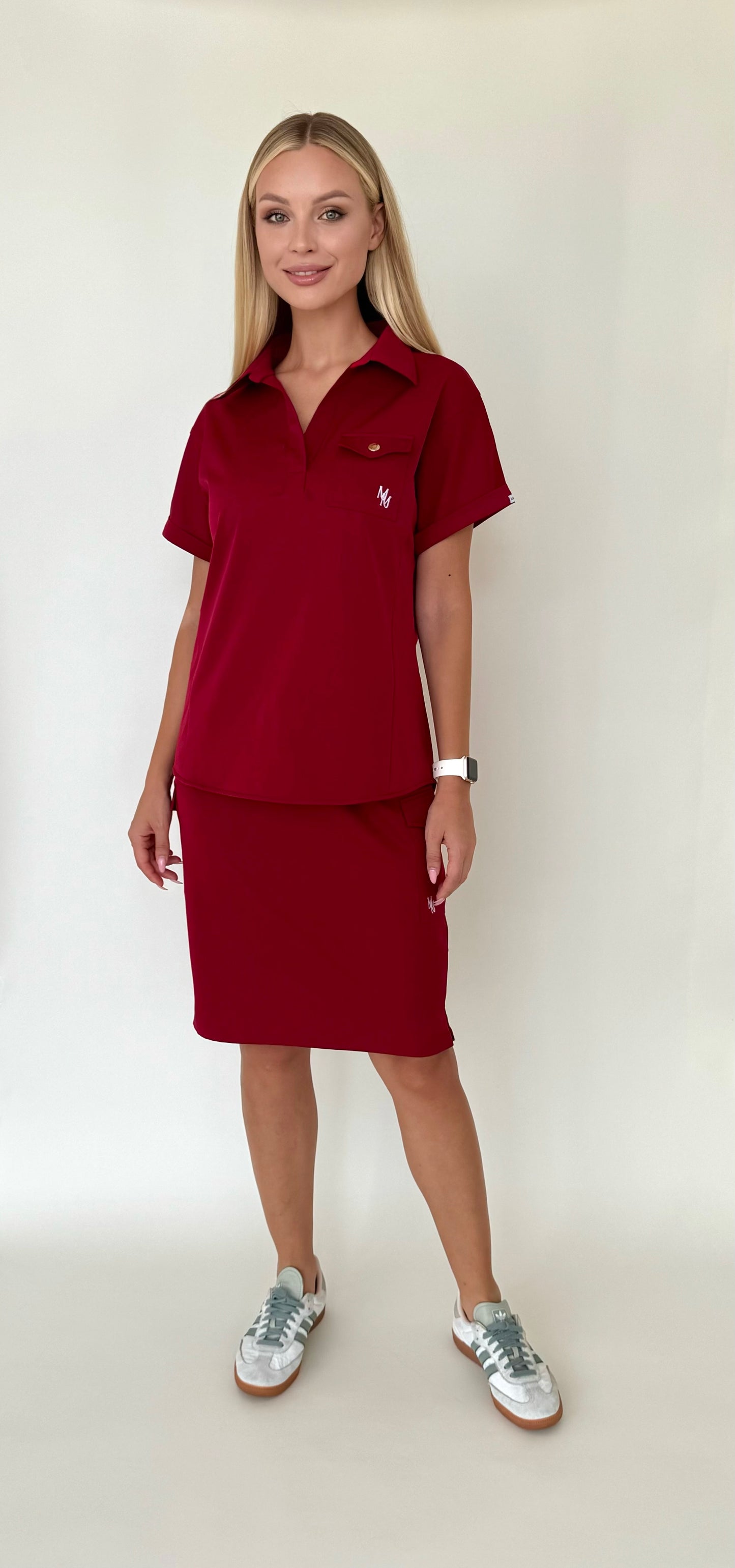 Mary K Three Pocket Camp Collar Scrub Top