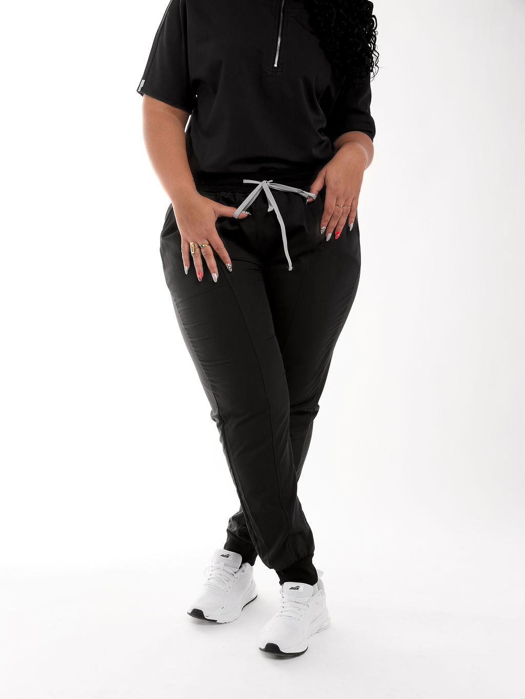 Pantalon de jogging bleu marine à quatre poches pour femmes